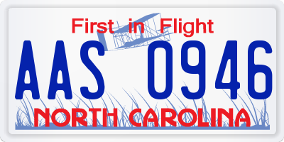 NC license plate AAS0946