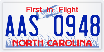 NC license plate AAS0948