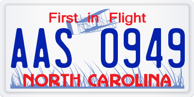 NC license plate AAS0949