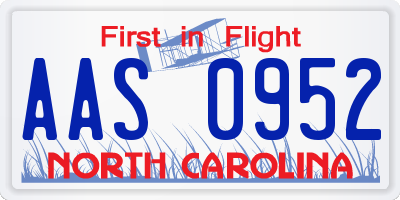 NC license plate AAS0952