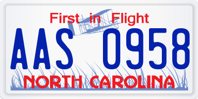 NC license plate AAS0958