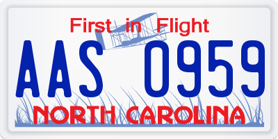 NC license plate AAS0959