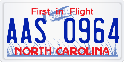 NC license plate AAS0964