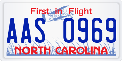 NC license plate AAS0969