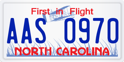 NC license plate AAS0970