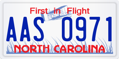NC license plate AAS0971