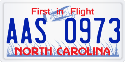 NC license plate AAS0973