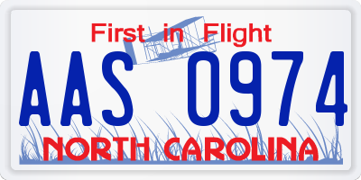 NC license plate AAS0974