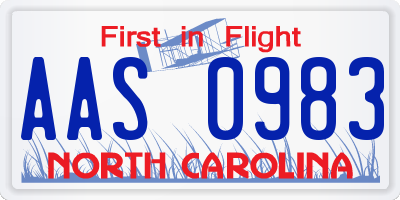 NC license plate AAS0983