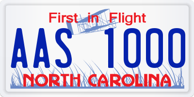 NC license plate AAS1000