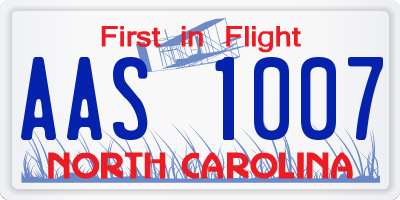 NC license plate AAS1007