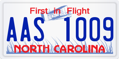 NC license plate AAS1009