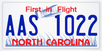 NC license plate AAS1022