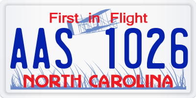 NC license plate AAS1026