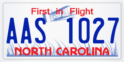 NC license plate AAS1027