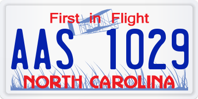 NC license plate AAS1029