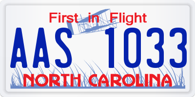 NC license plate AAS1033