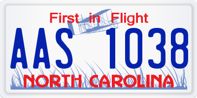NC license plate AAS1038