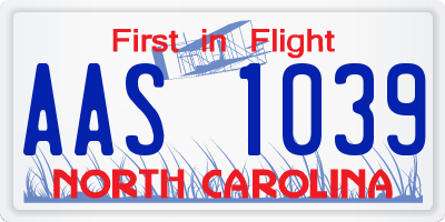 NC license plate AAS1039