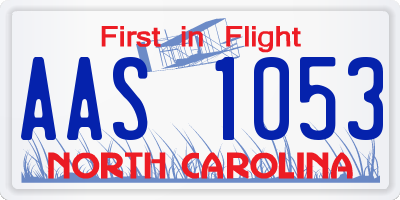 NC license plate AAS1053