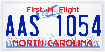 NC license plate AAS1054