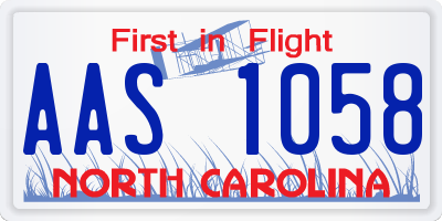 NC license plate AAS1058