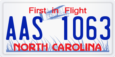 NC license plate AAS1063