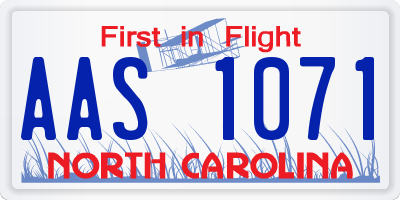 NC license plate AAS1071