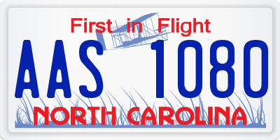 NC license plate AAS1080