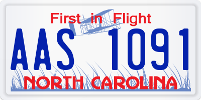NC license plate AAS1091