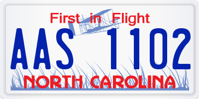 NC license plate AAS1102