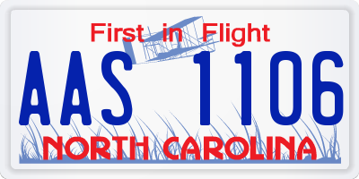 NC license plate AAS1106