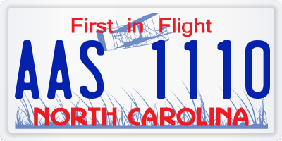 NC license plate AAS1110