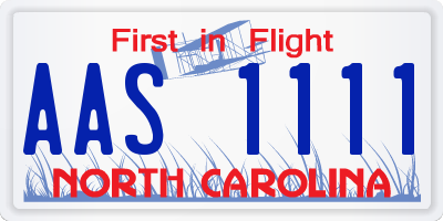 NC license plate AAS1111