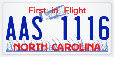 NC license plate AAS1116
