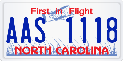 NC license plate AAS1118