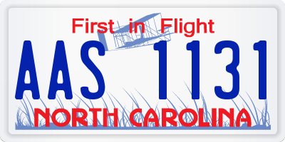 NC license plate AAS1131
