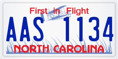 NC license plate AAS1134