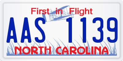 NC license plate AAS1139