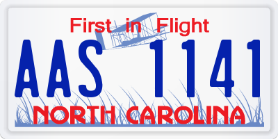 NC license plate AAS1141