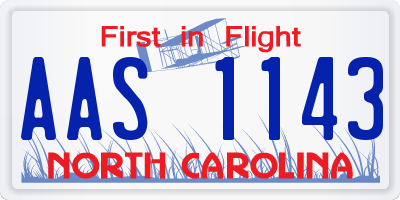 NC license plate AAS1143