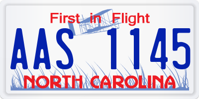 NC license plate AAS1145