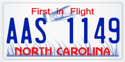 NC license plate AAS1149