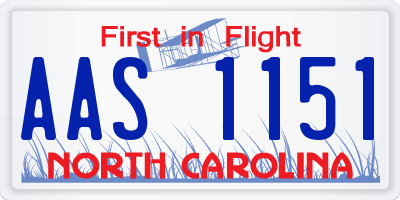 NC license plate AAS1151