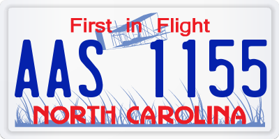 NC license plate AAS1155