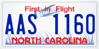 NC license plate AAS1160