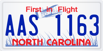 NC license plate AAS1163