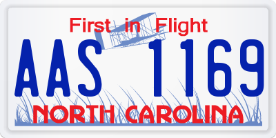 NC license plate AAS1169