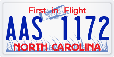 NC license plate AAS1172