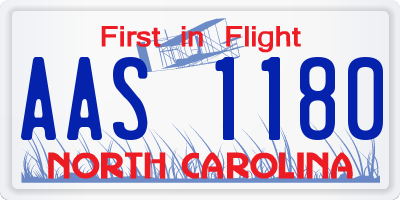 NC license plate AAS1180